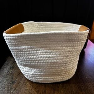 Large White and Tan Woven Basket